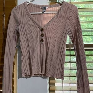 pink fake button up, long sleeves